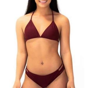 Maroon Claire suit from Sunny Co